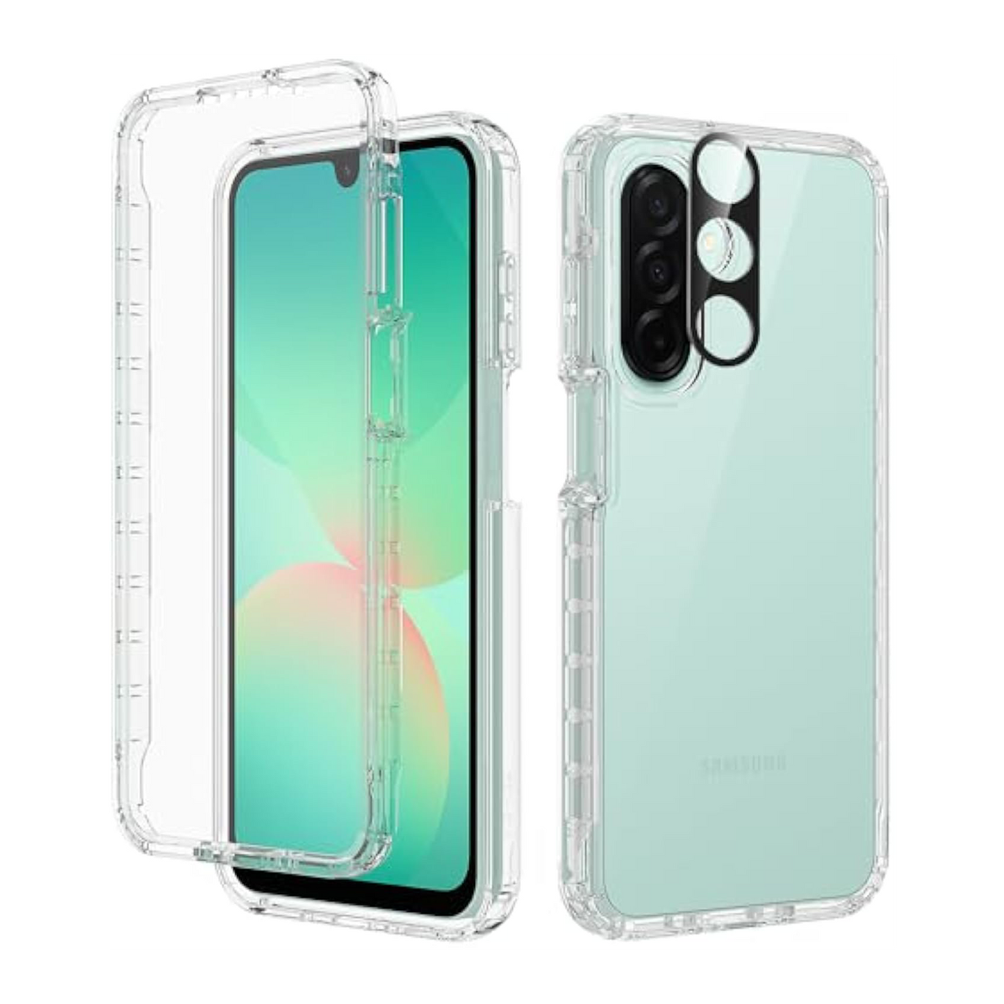 Full Body Compatible with A26 Case 360 Degree Mobile Phone Case Galaxy A26 Shockproof Full Protection Bumper Case Transparent with Built-in Screen Protector Cover Non-Slip for Samsung Galaxy