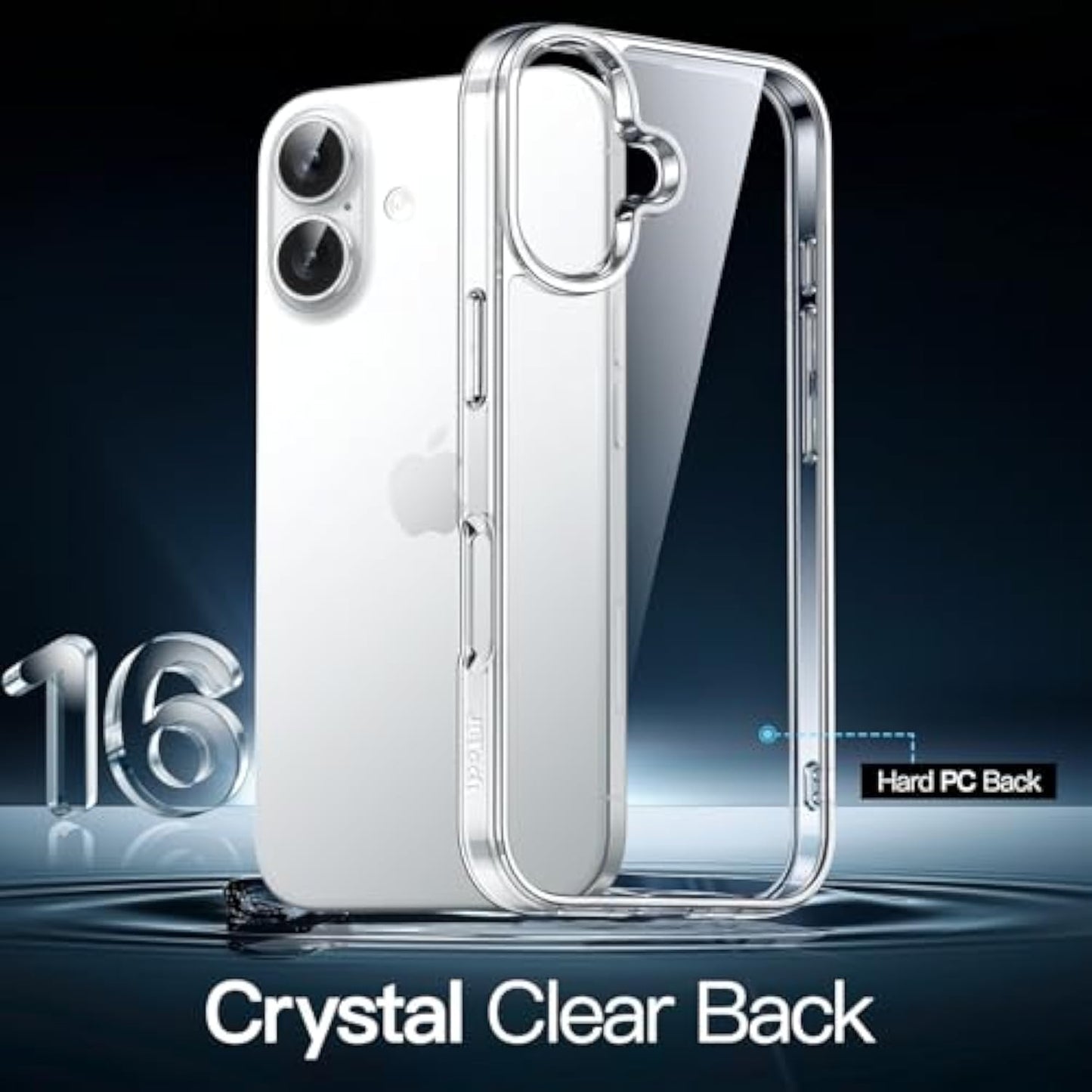 Case for iPhone 16 6.1 Inch, Non-Yellowing Shockproof Bumper Mobile Phone Case, Anti-Scratch Transparent Back (Transparent)