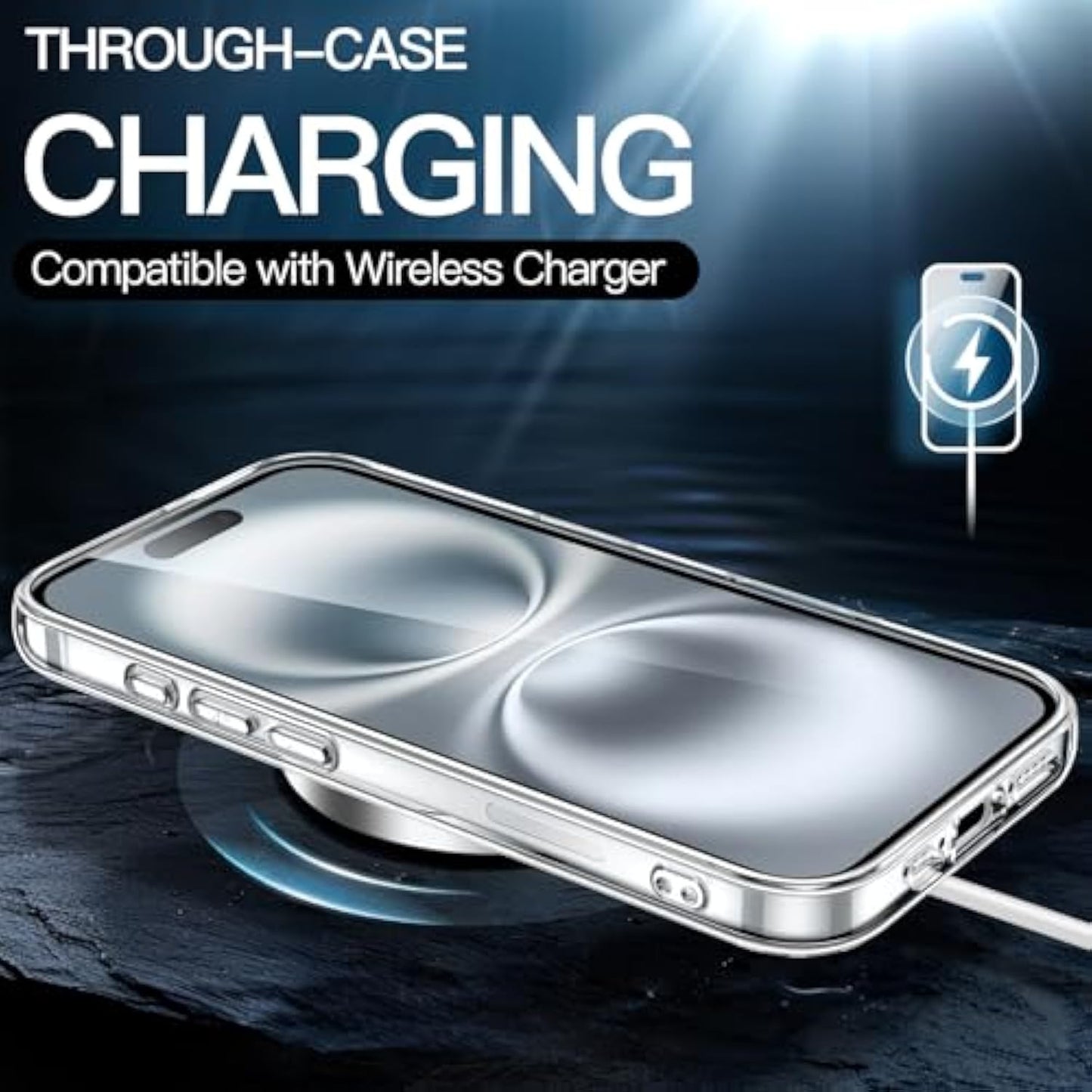 Case for iPhone 16 6.1 Inch, Non-Yellowing Shockproof Bumper Mobile Phone Case, Anti-Scratch Transparent Back (Transparent)