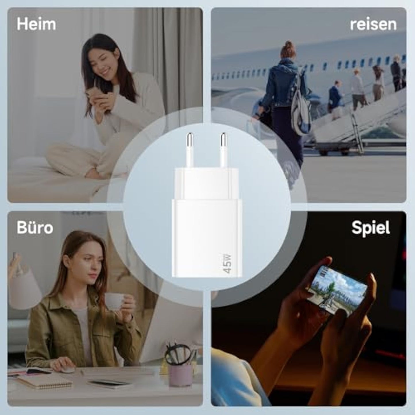 45 W USB C Charger Fast Charger for Samsang Galaxy S25/S24/S23/S22 Ultra/Note 20/10/S10/S9/S8/A73/A56/A55 PPS Super Fast Charging for iPhone 16/16 Pro/15/15 Pro Max with USB C Charging Cable 2 m