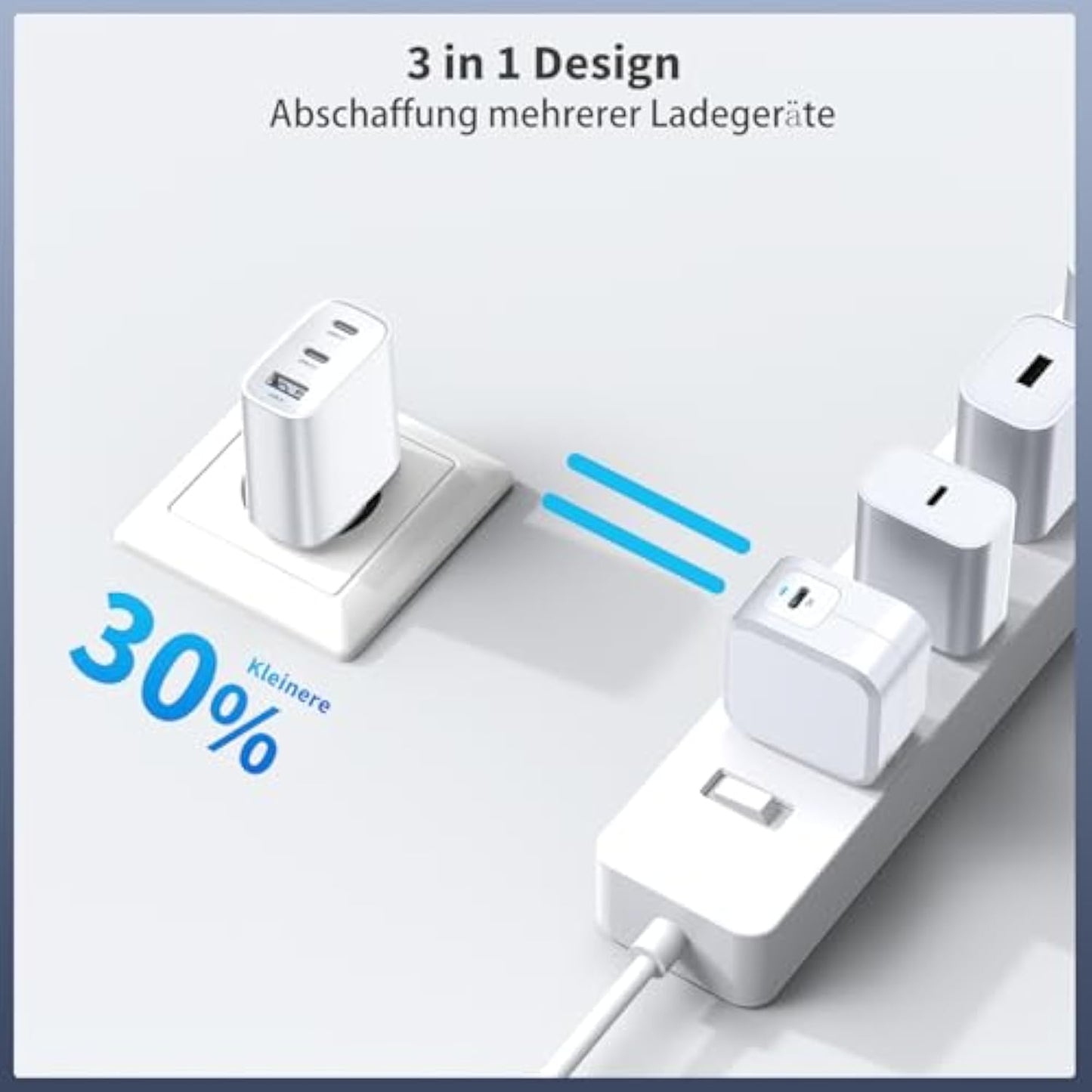 USB C Charger Adapter Power Supply 3 Ports Multiple Plug with USBC and USB A, 40 W Multiport Mobile Phone Quick Charger Charging Plug for iPhone 16 15 14 13 12 11 Plus Pro Max SE 2020 XS XR 8 7,
