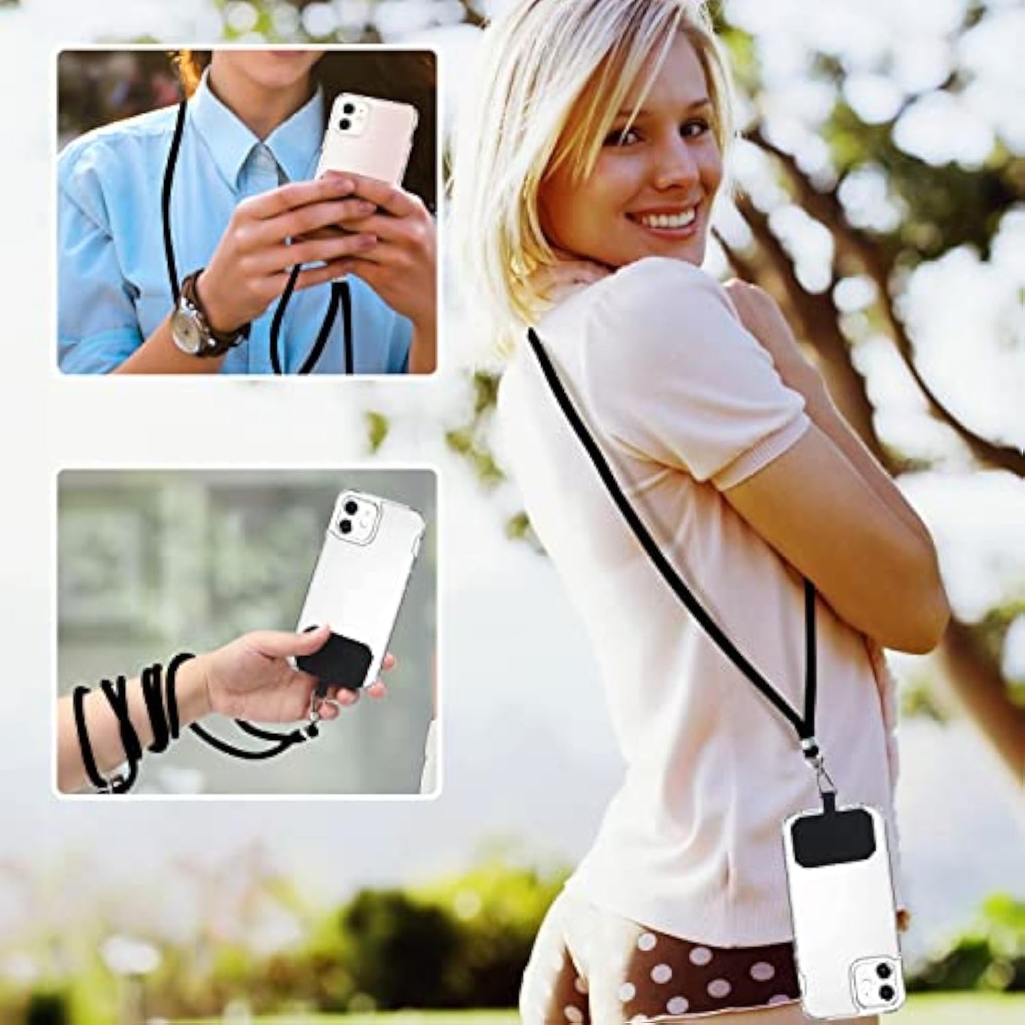 Universal mobile phone lanyard for hanging, compatible with any mobile phone and smartphone, chain for hanging, case with cord, mobile phone strap can be combined with any case